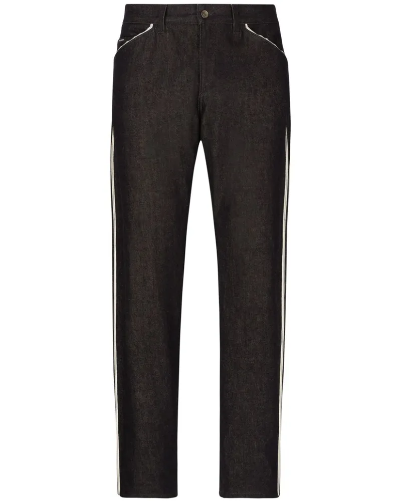 Dolce & Gabbana Straight-Leg-Jeans mit Paspeln - Schwarz Schwarz