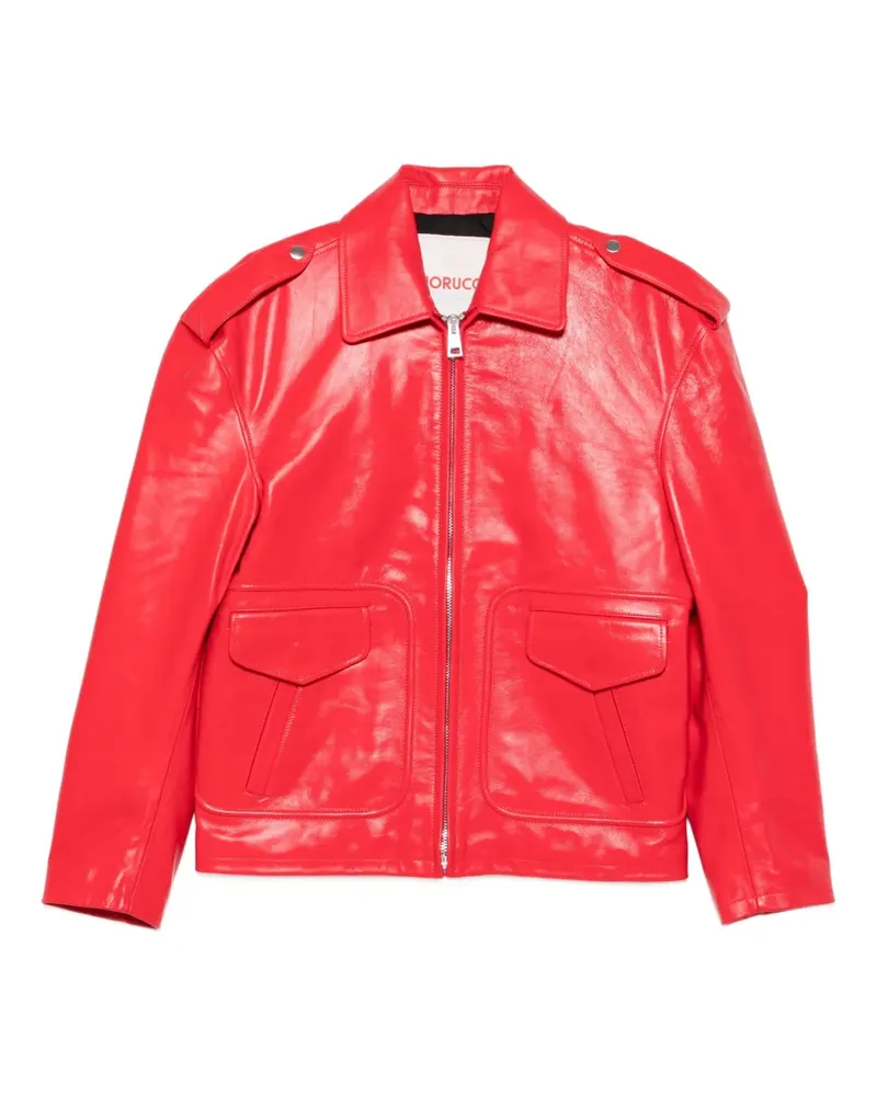 Fiorucci Lederjacke mit Pattentaschen - Rot Rot