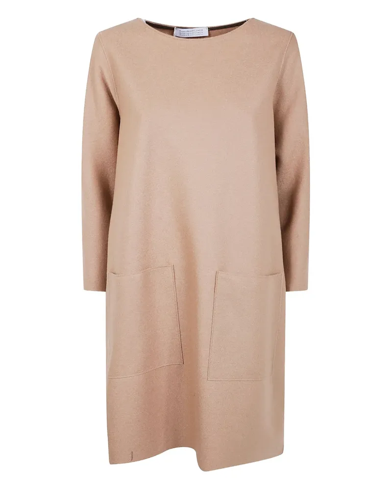 Harris Wharf London Midikleid mit aufgesetzter Tasche - Nude Nude