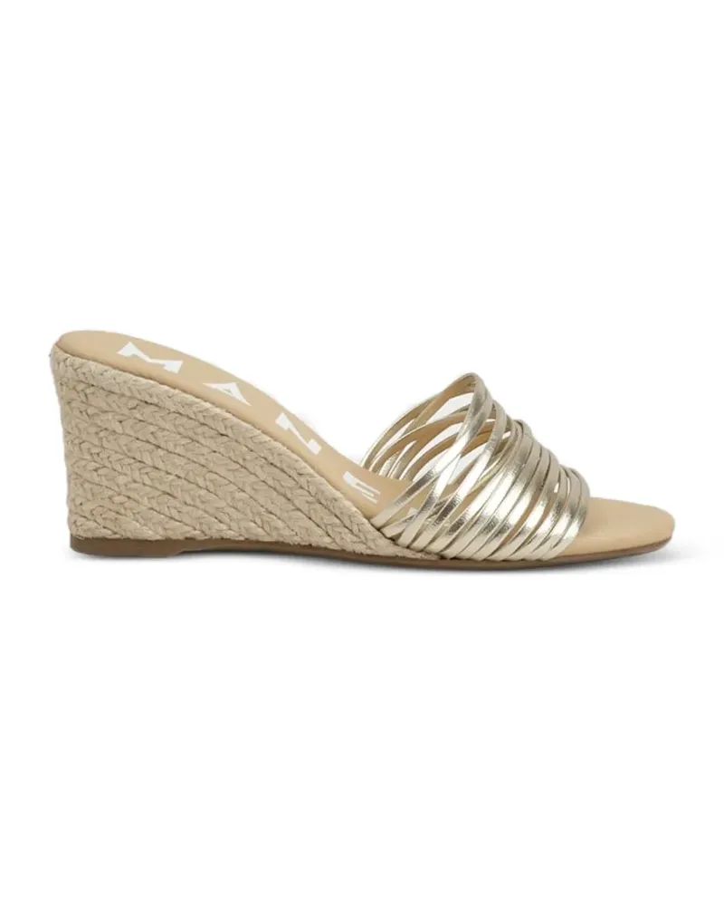 Manebí Wedge-Espadrilles aus Metallic-Leder - Gold Gold