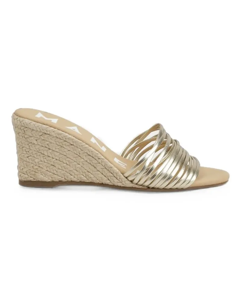 Manebí Wedge-Espadrilles aus Metallic-Leder - Gold Gold