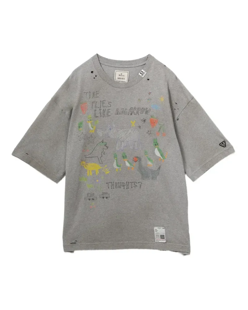 MIHARAYASUHIRO T-Shirt in Distressed-Optik - Grau Grau