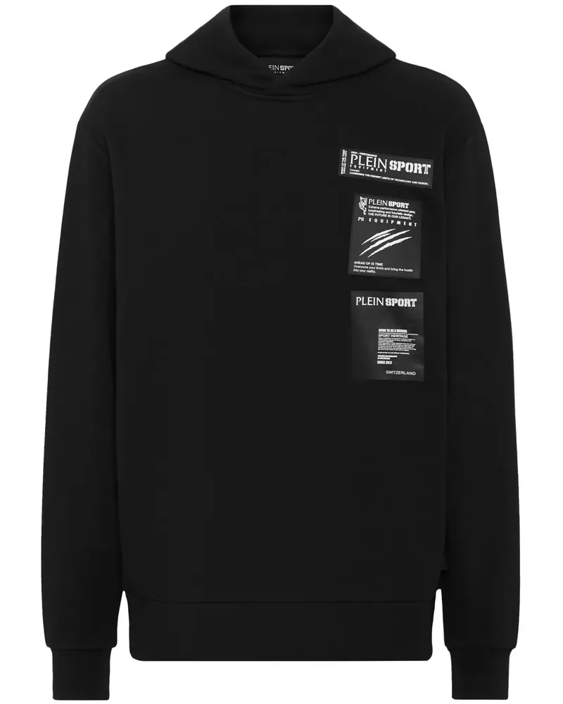 Philipp Plein Scratch Hoodie mit Logo-Patch - Schwarz Schwarz