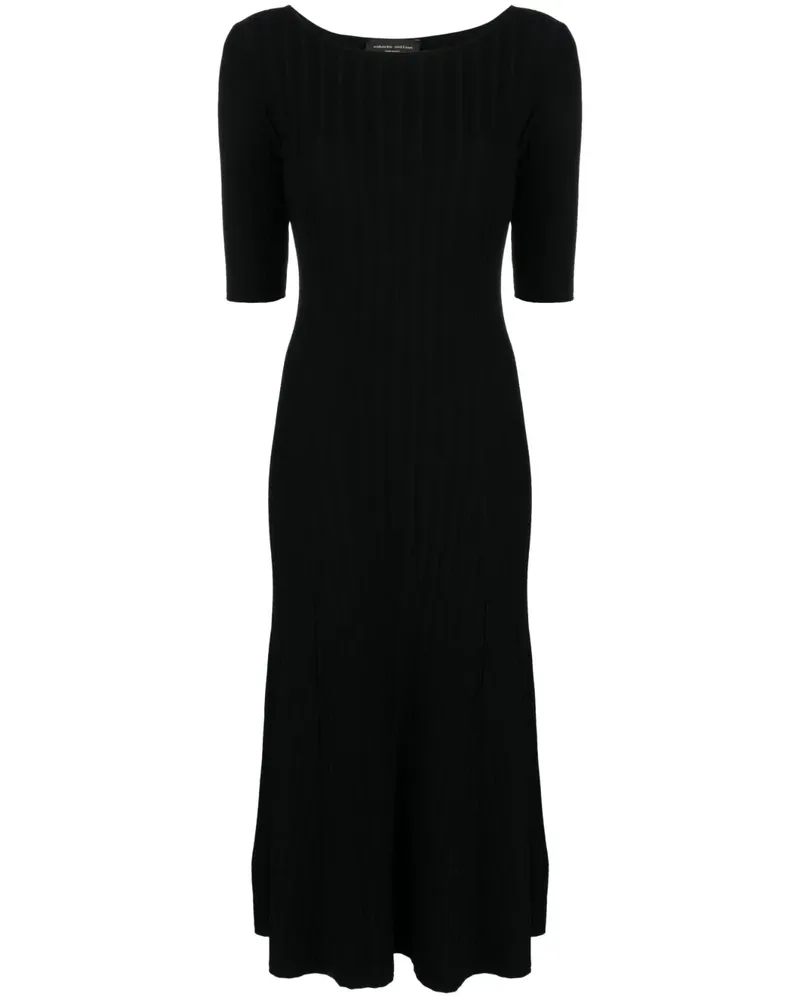 Roberto Collina Midikleid aus geripptem Strick - Schwarz Schwarz