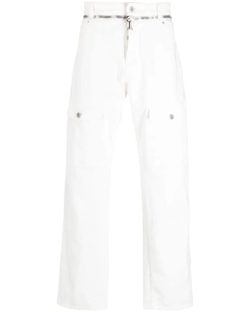 Balmain Gerade Jeans mit Reißverschlussdetail - Weiß Weiß