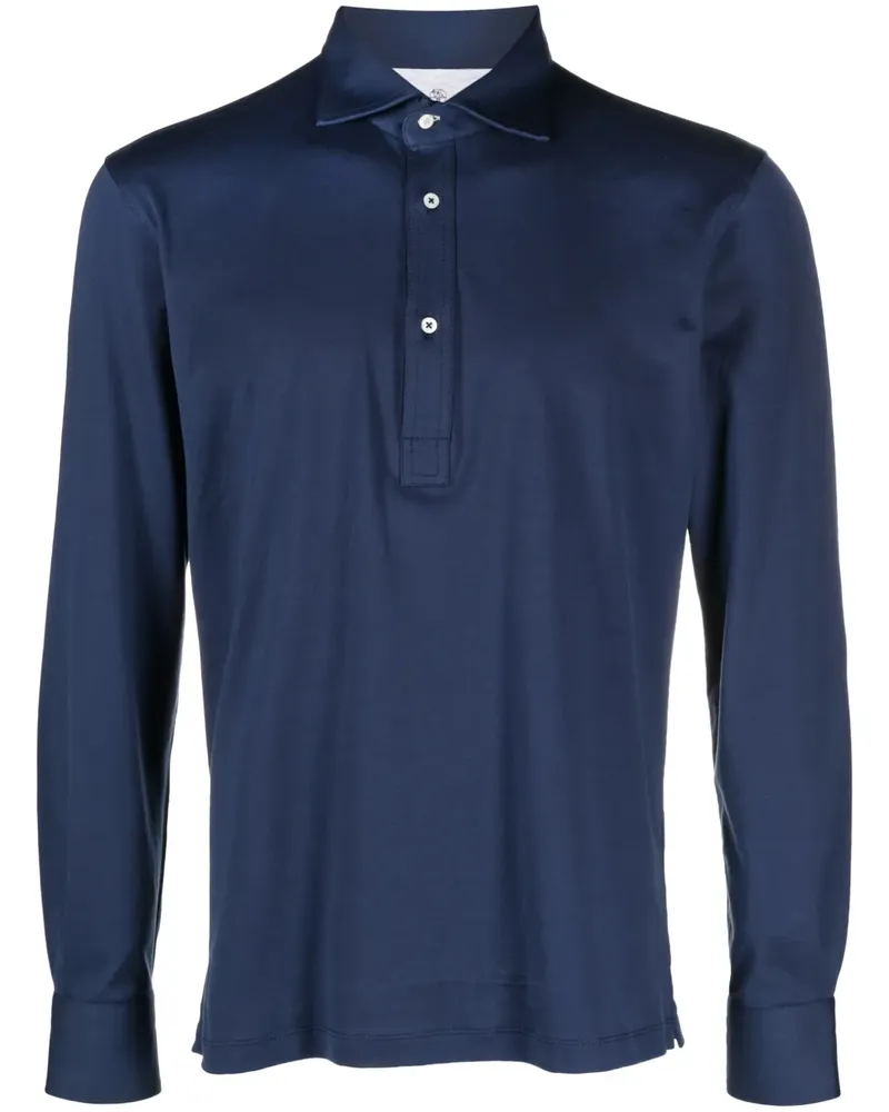 Brunello Cucinelli Poloshirt mit langen Ärmeln - Blau Blau