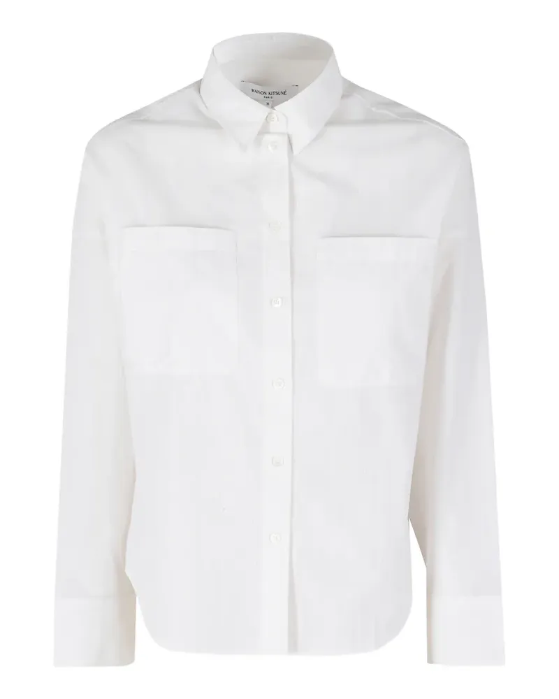 Kitsuné striped double-pocket shirt - Weiß Weiß