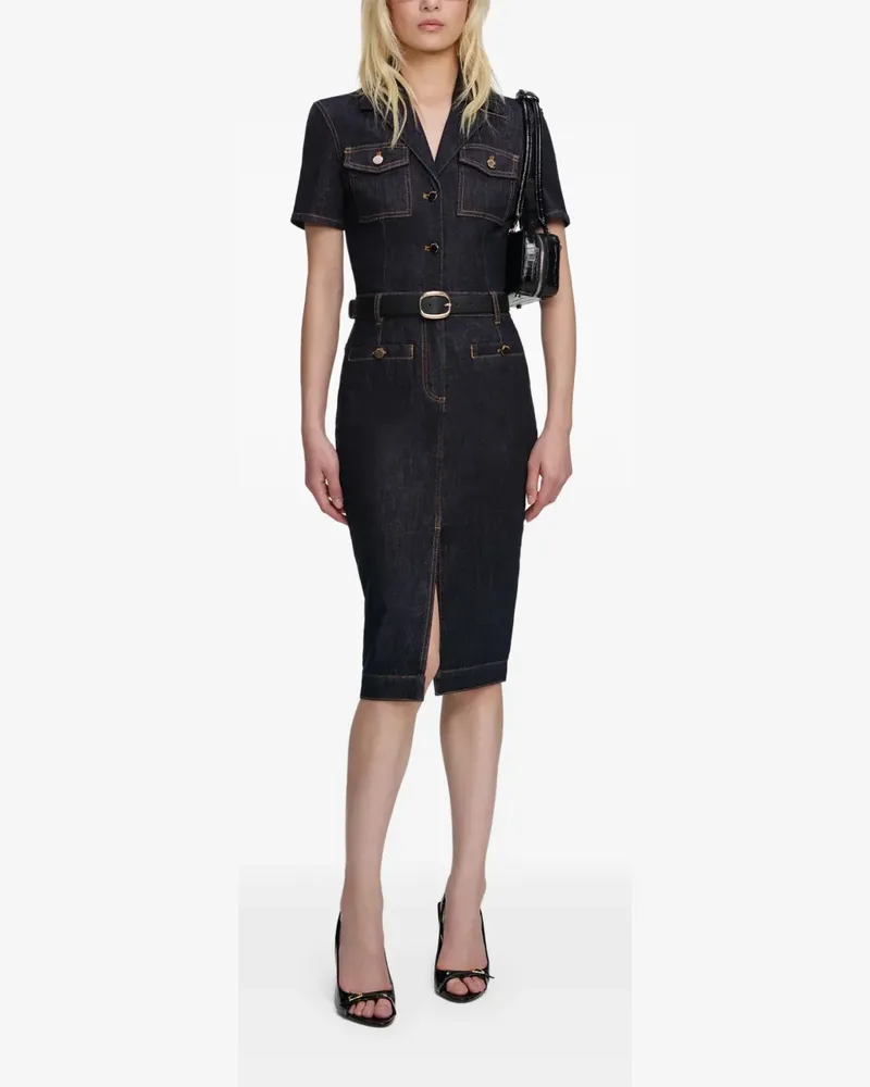 Self-Portrait Midikleid aus Denim - Blau Blau