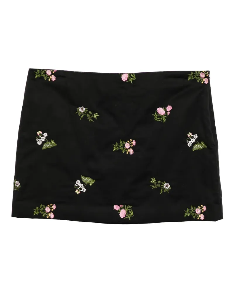Cynthia Rowley Minirock mit Blumenstickerei - Schwarz Schwarz