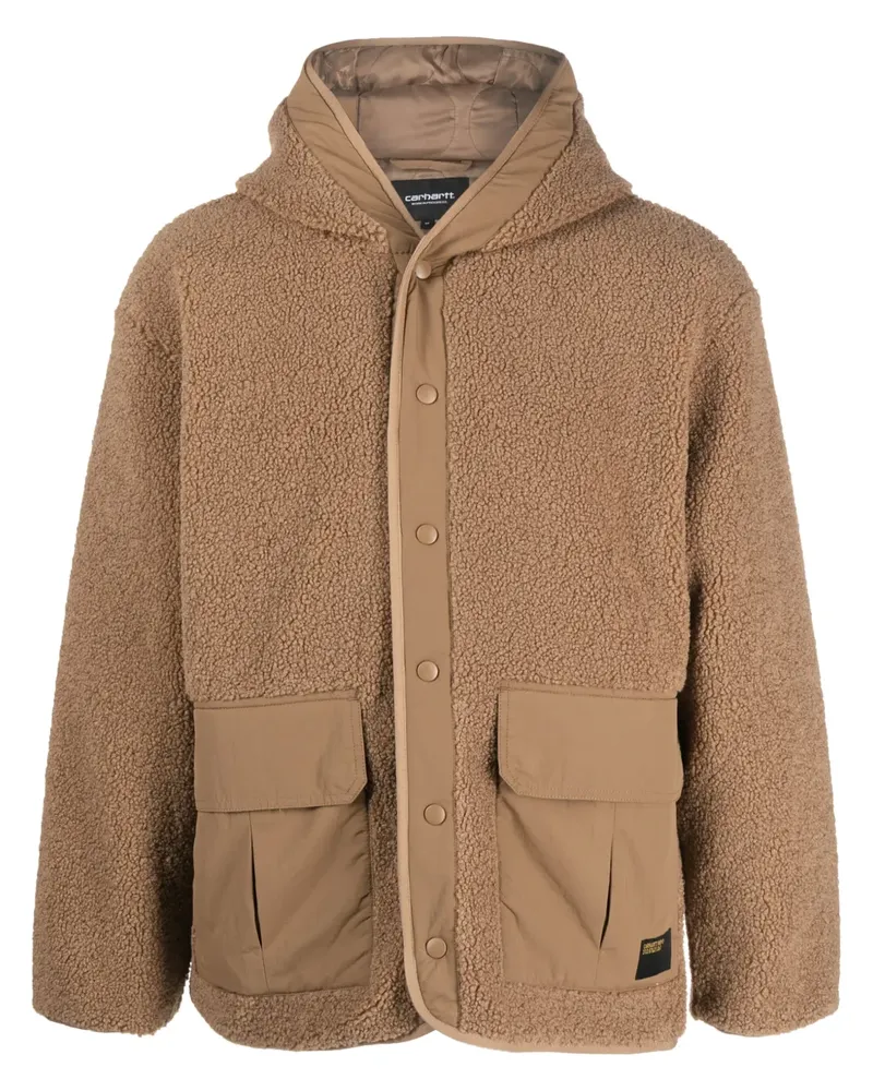 Carhartt WIP Devin Kapuzenjacke aus Faux Shearling - Braun Braun