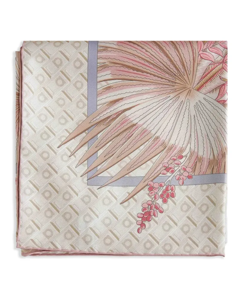 Ferragamo Seidenschal mit Blumenmotiv - Nude Nude