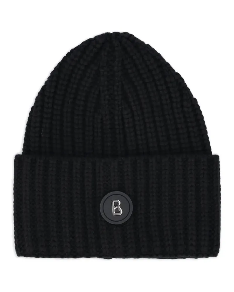 Bogner Gerippte Mütze mit Logo - Schwarz Schwarz
