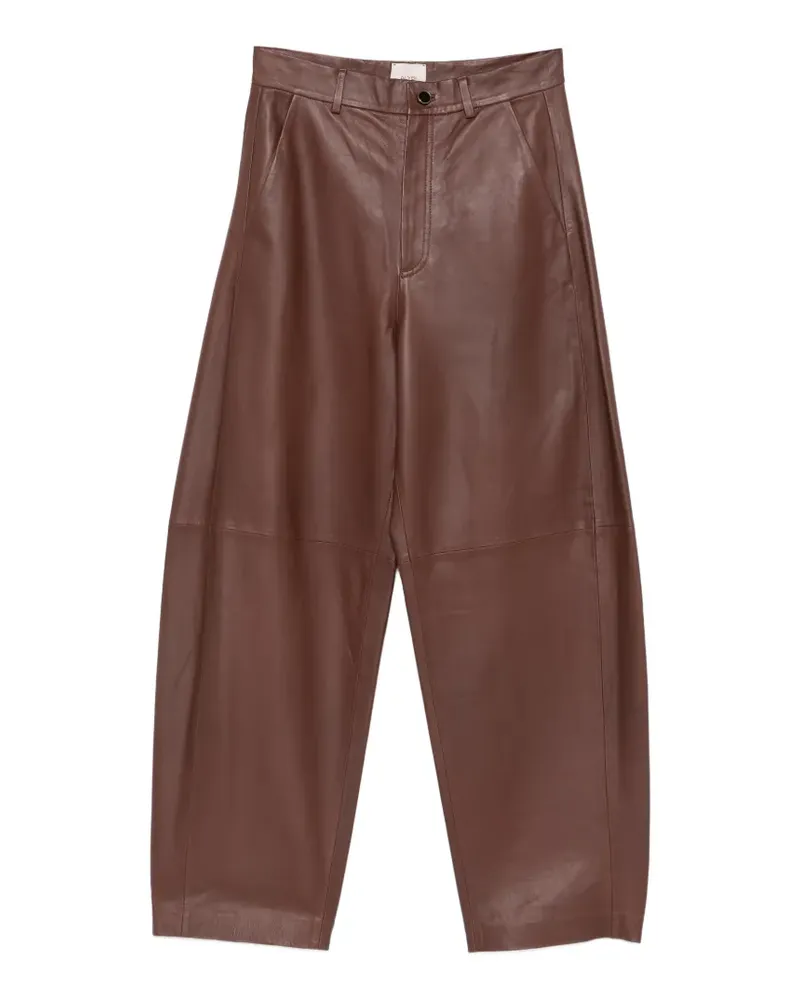 ALYSI Lederhose mit Gürtelschlaufe - Braun Braun