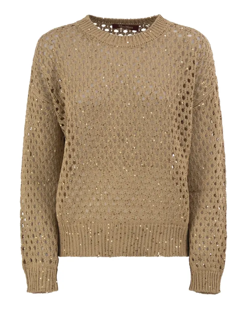 Max Mara sequin-embellished openwork sweater - Nude Nude
