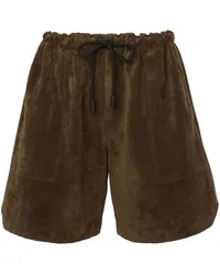 J.W.Anderson Shorts aus Leder mit Kordelzug Grün