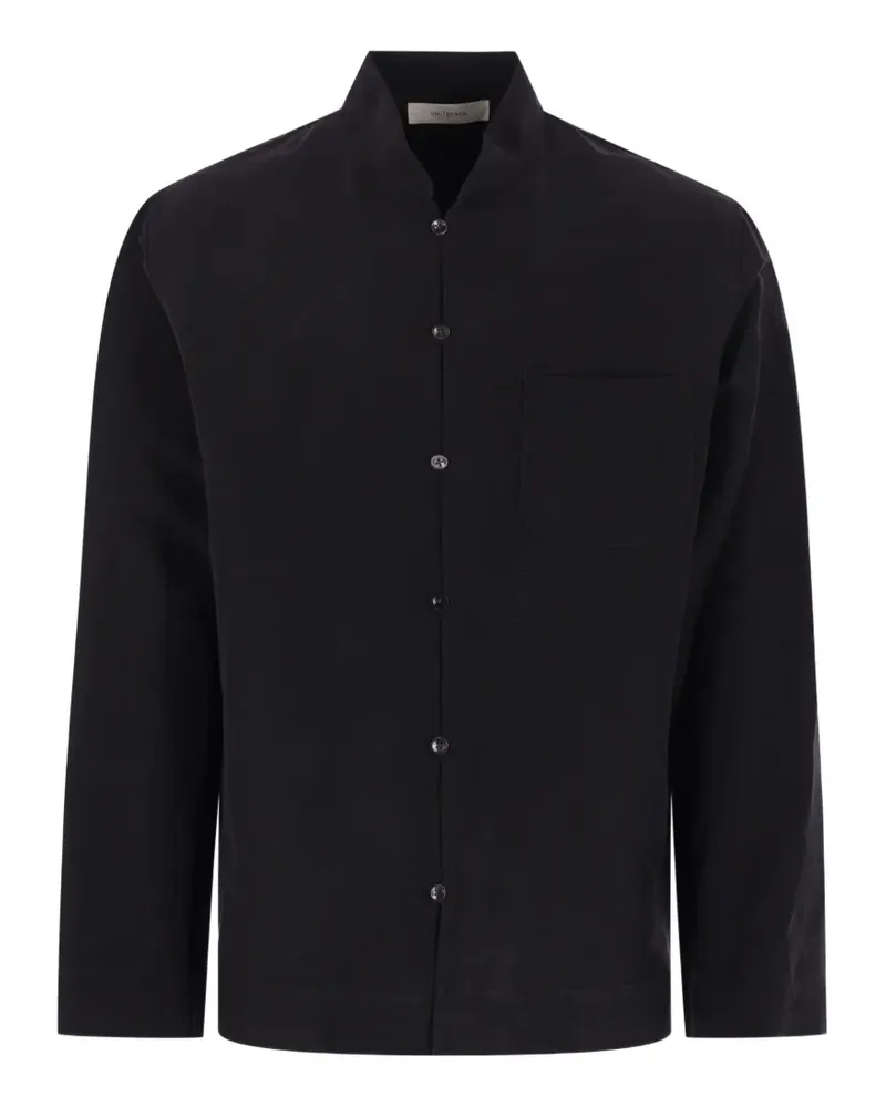 Umit Benan band-collar chest-pocket shirt - Schwarz Schwarz