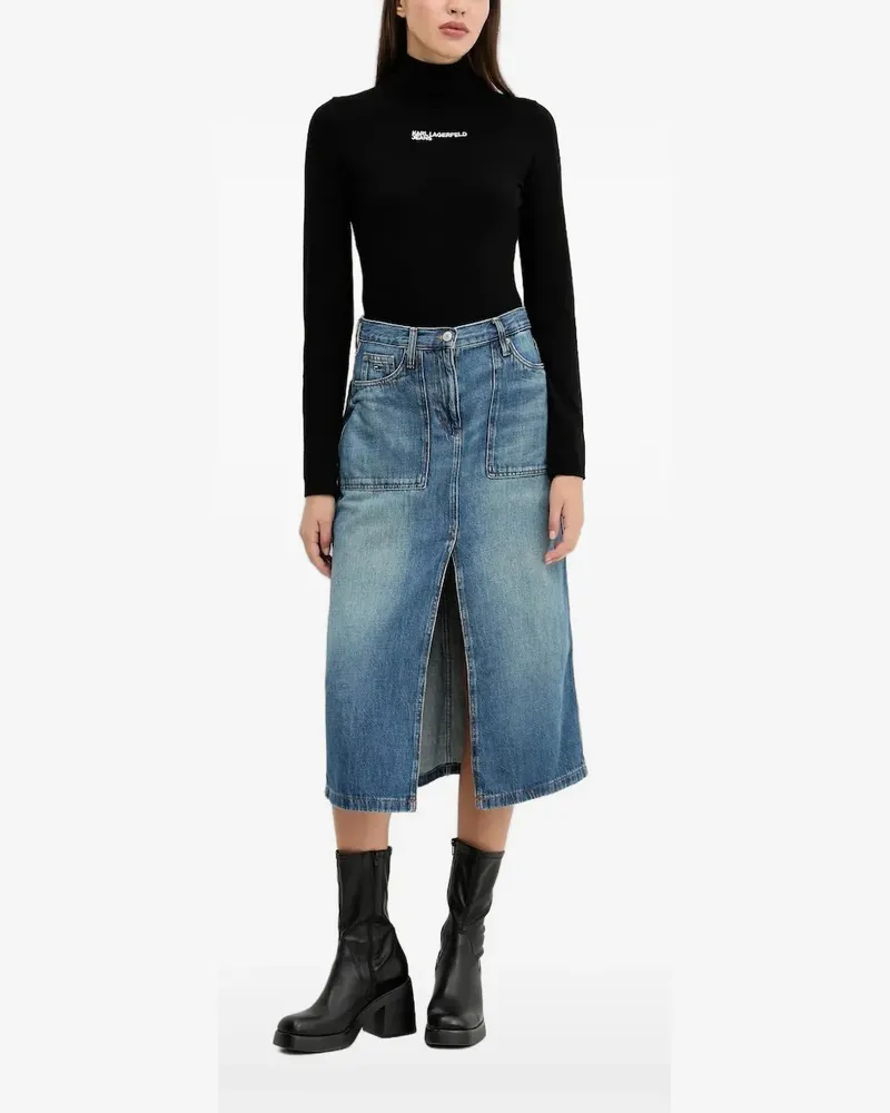 Karl Lagerfeld Rollkragenpullover mit Logo-Stickerei - Schwarz Schwarz