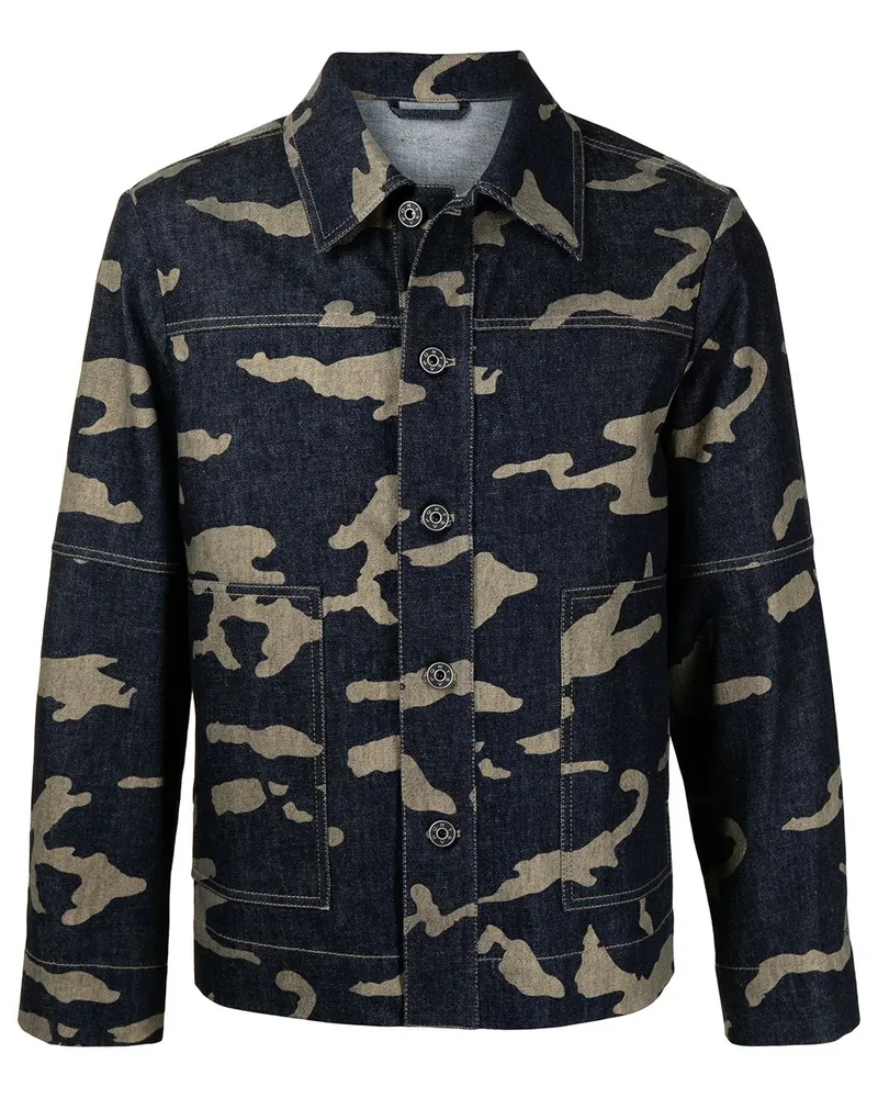 Ports V Jeansjacke mit Camouflage-Print - Blau Blau