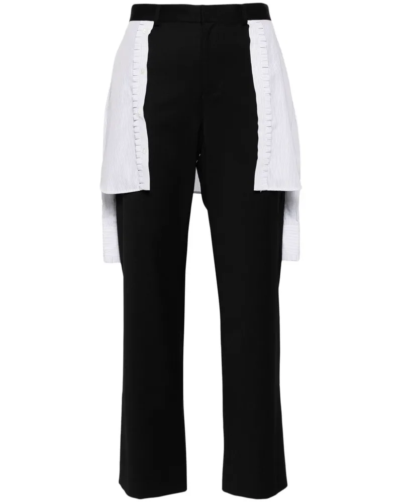 Undercover Wollgemisch-Hose im Layering-Look - Schwarz Schwarz