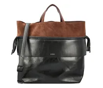 large Switch leather suede tote bag - Schwarz