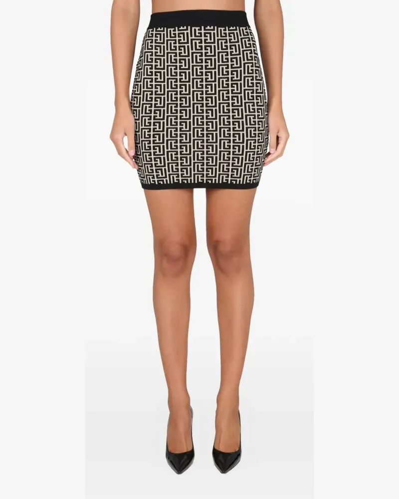 Balmain Minirock mit Monogramm - Schwarz Schwarz