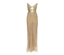 plissé-effect cut-out dress - Gold