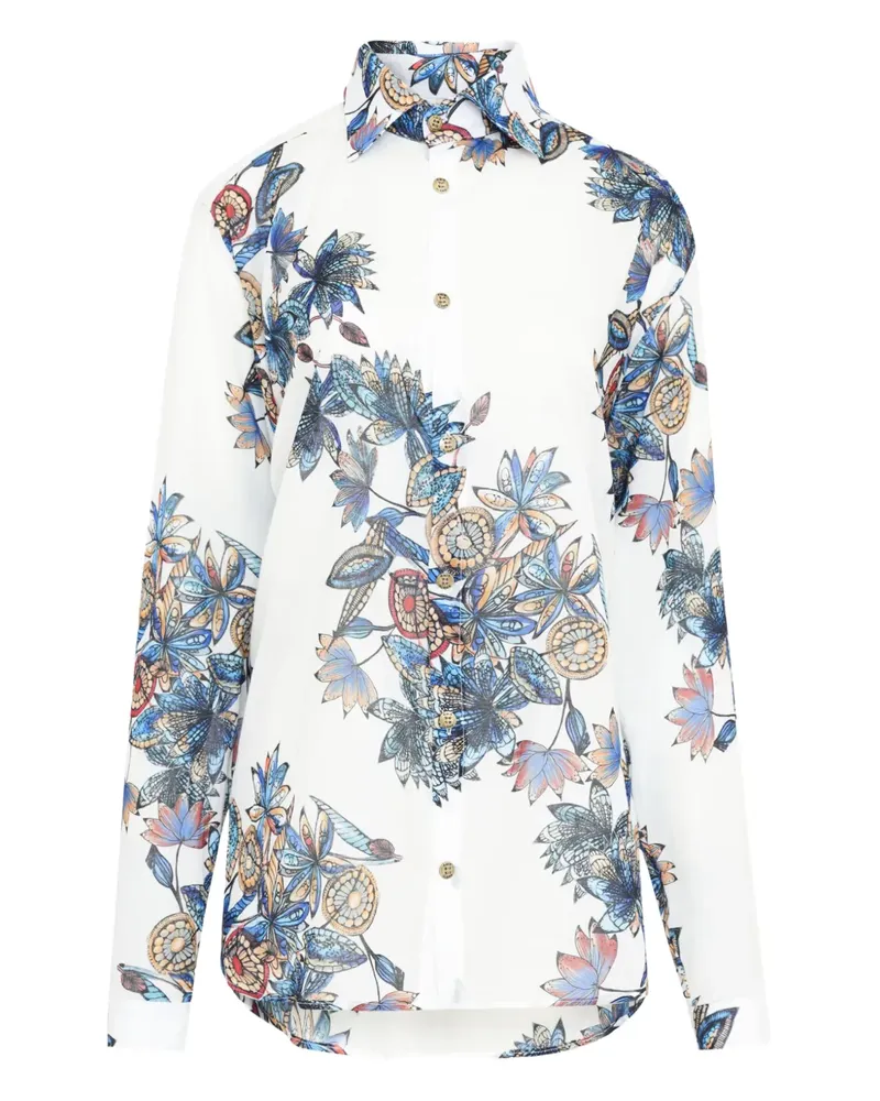 Amir Slama Hemd mit Blumen-Print - Weiß Weiß