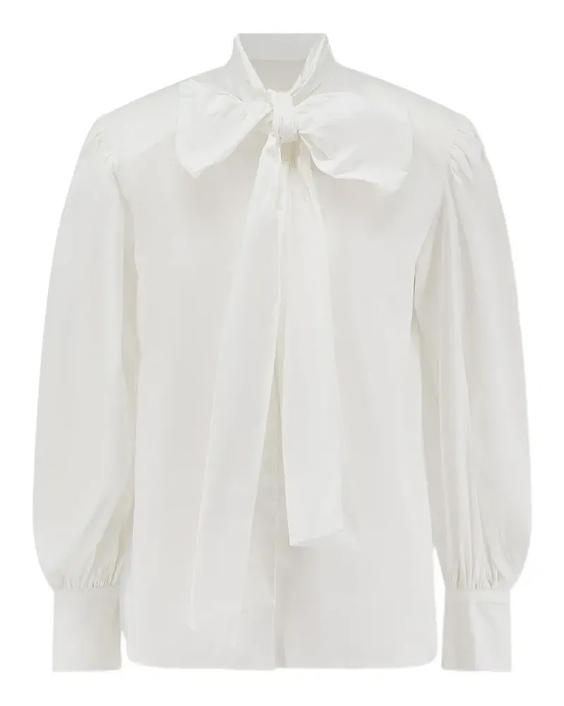ACTUALEE Bluse mit Schleife und Puffärmeln - Weiß Weiß