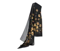 Steinem One-Shoulder-Kleid mit Blumen - Schwarz