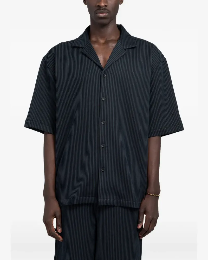 Minimum Keaton plissé-effect striped shirt - Blau Blau