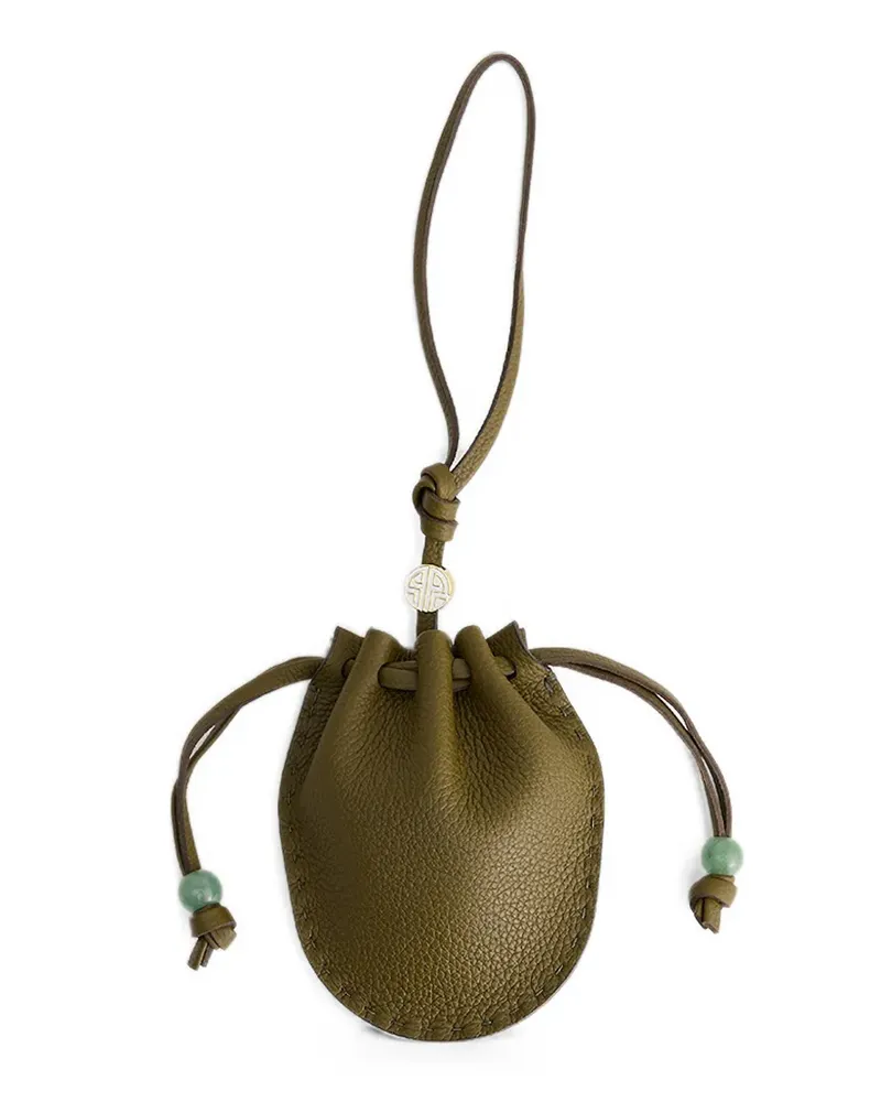 Shanghai Tang drawstring leather bag charm - Grün Grün