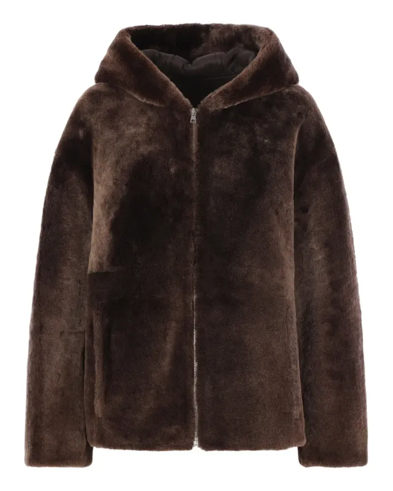 Yves Salomon hooded shearling jacket - Braun Braun