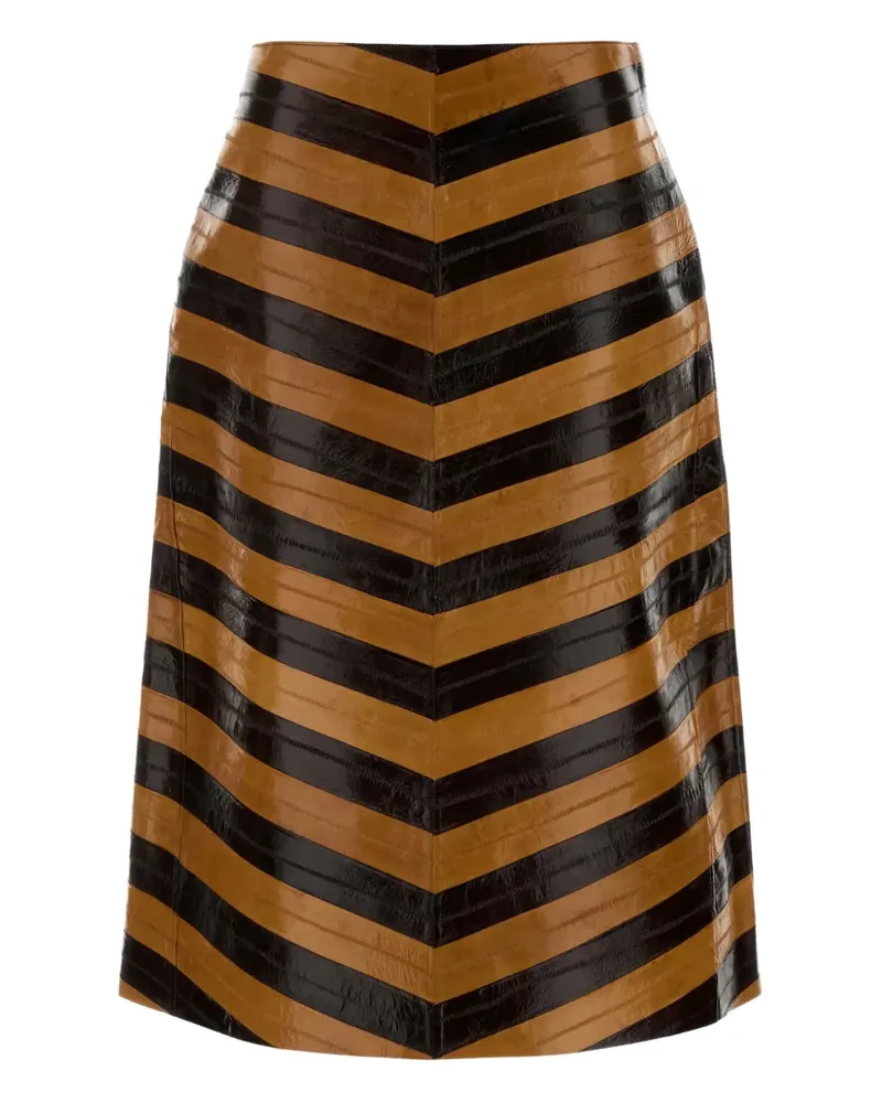 Fendi Zweifarbiger Lederrock - Braun Braun