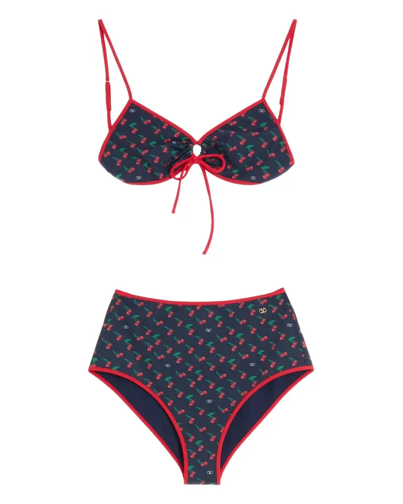 Valentino Garavani Bikini mit Cherryfic-Print - Blau Blau