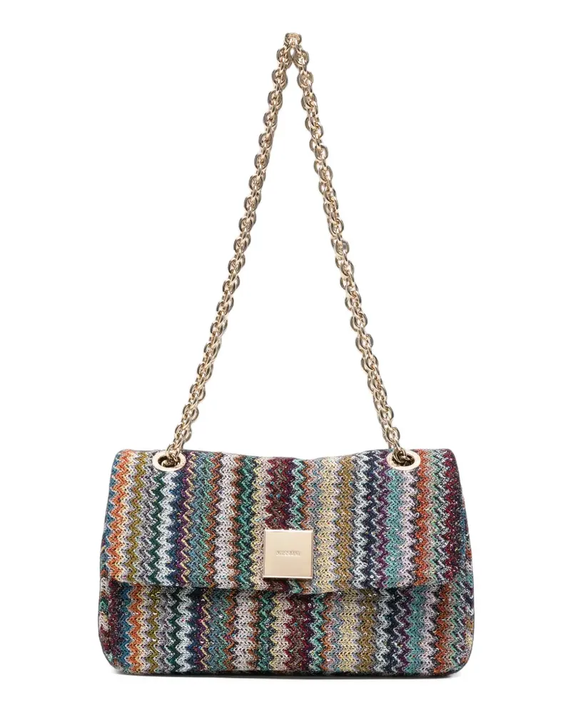 Missoni Schultertasche aus Zickzack-Strick mit Kettenriemen - Blau Blau