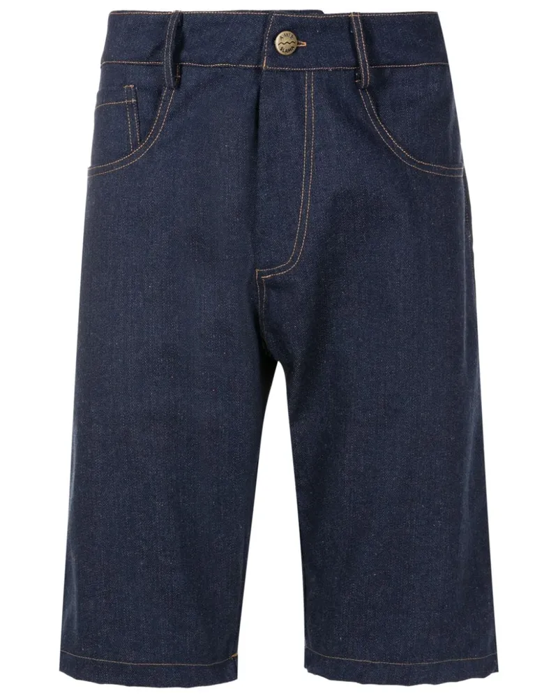 Amir Slama Jeans-Shorts mit Logo-Patch - Blau Blau