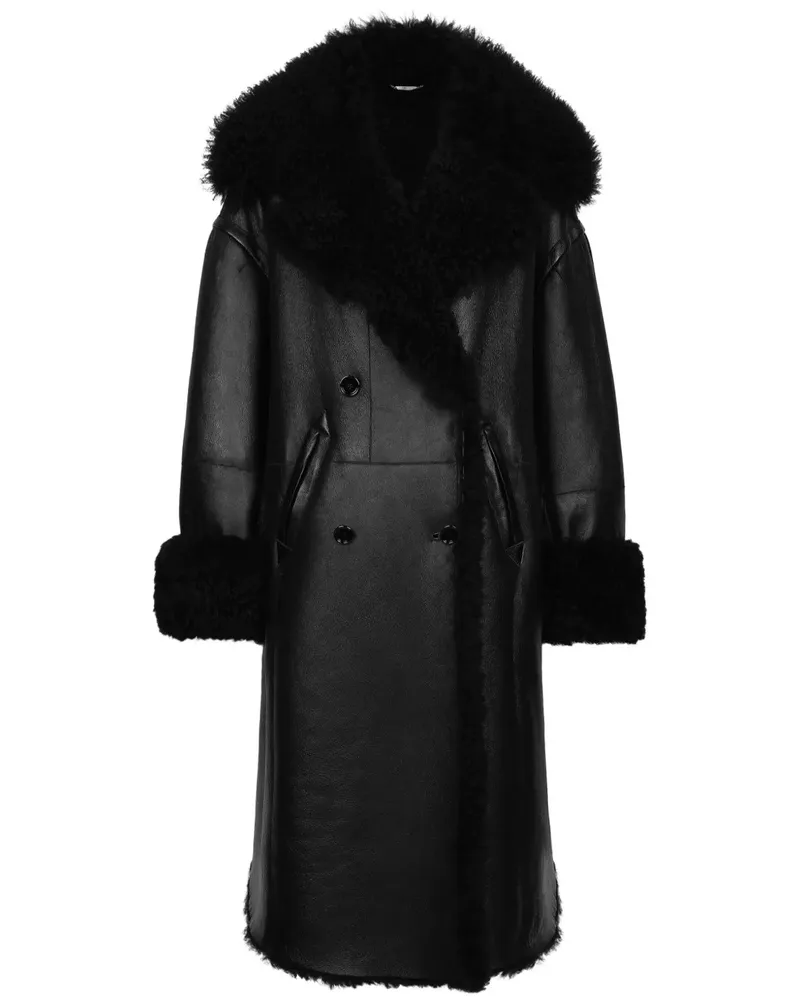 Dolce & Gabbana Mantel mit Shearling-Futter - Schwarz Schwarz