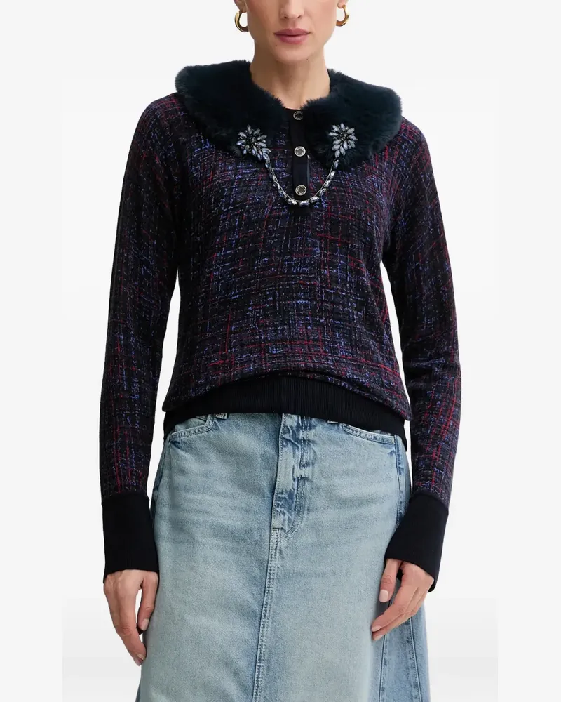 Blumarine detachable-collar embellished sweater - Schwarz Schwarz