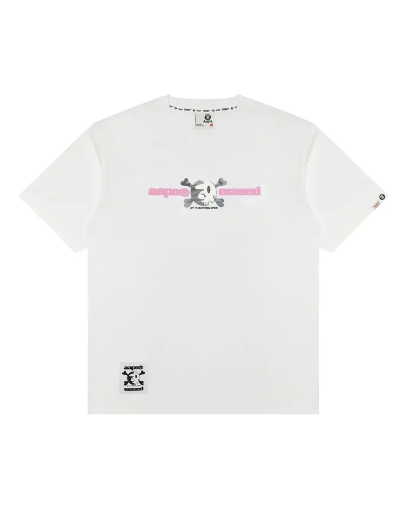 BAPE T-Shirt mit Totenkopf - Weiß Weiß