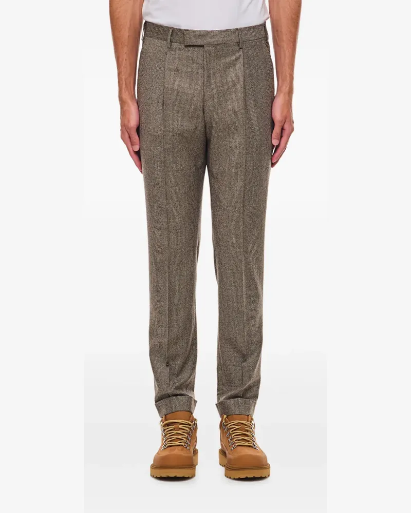 PT TORINO Karierte Hose mit Bundfalten - Braun Braun