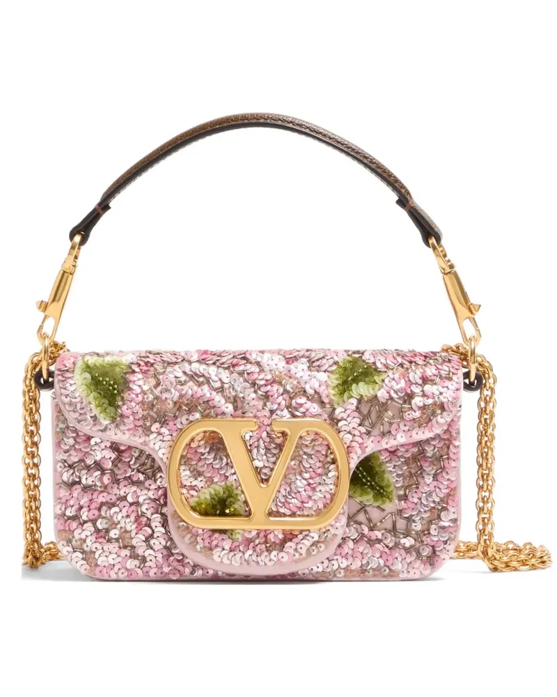 Valentino Garavani Kleine Locò Schultertasche mit Stickerei - Rosa Rosa