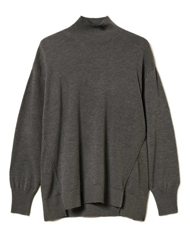 Twin-Set Rollkragenpullover mit seitlichem Schlitz - Grau Grau