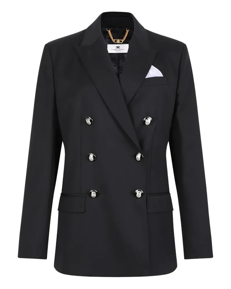 Elisabetta Franchi Doppelreihiger Blazer mit Totenkopf-Knopf - Schwarz Schwarz