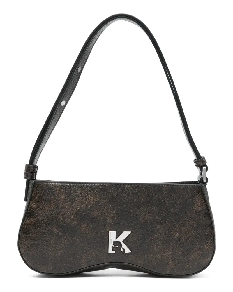 Karl Lagerfeld Schultertasche mit Logo-Schild - Braun Braun
