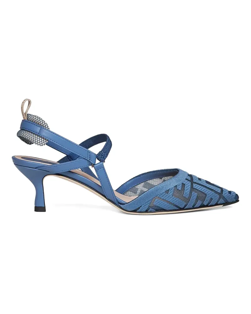 Fendi Colibrì Lite FF-embroidered heeled pumps - Blau Blau