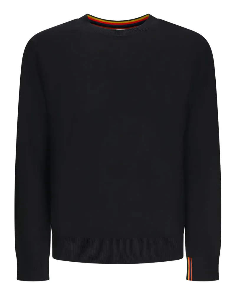 Paul Smith Rundhals-Pullover mit gestreiften Bündchen - Schwarz Schwarz