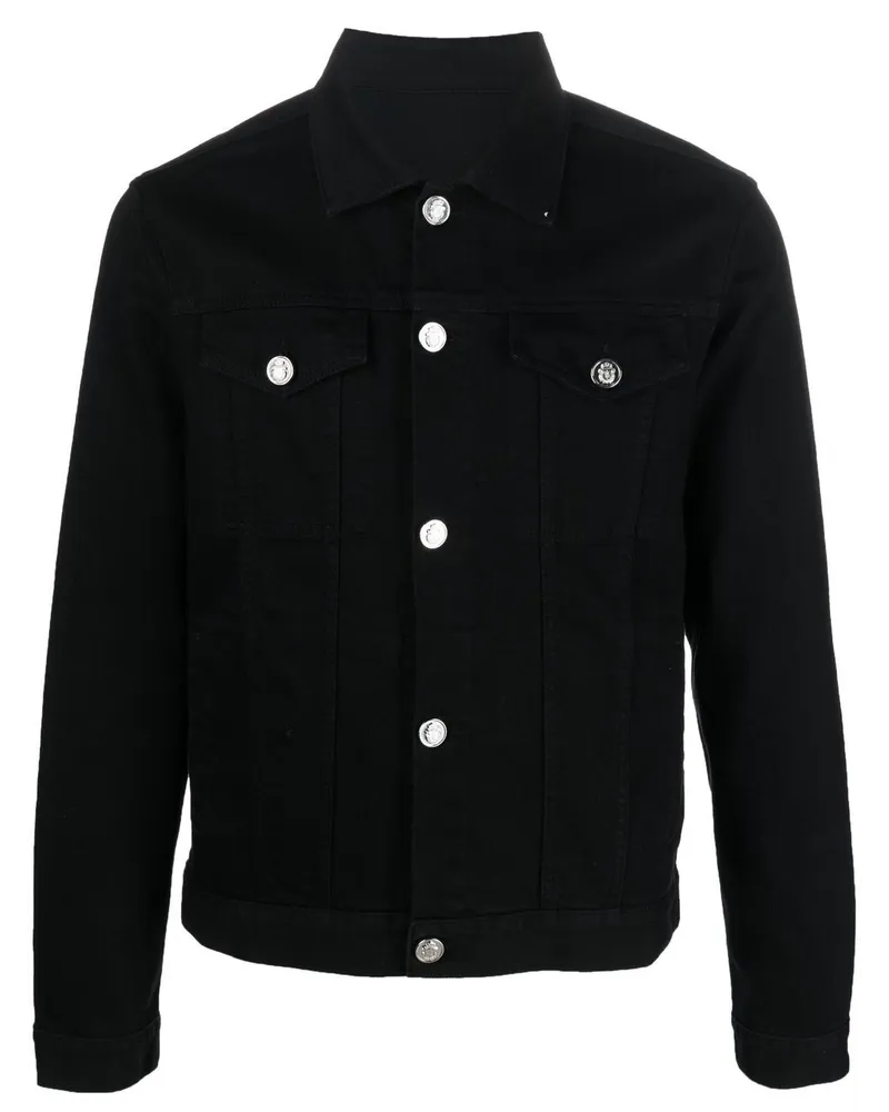 Billionaire Jeansjacke mit Logo-Patch - Schwarz Schwarz
