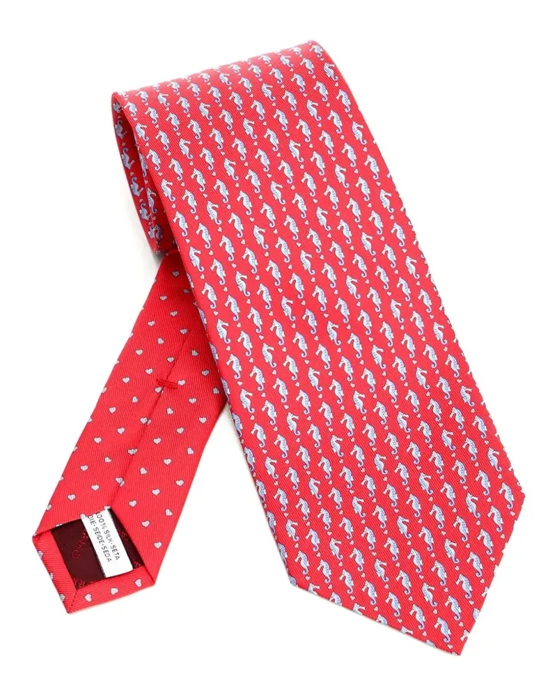 Ferragamo seahorse-print silk tie - Rot Rot
