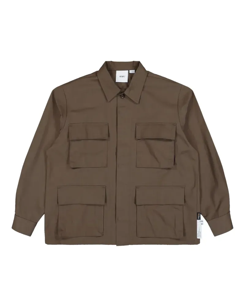 WTAPS JMOD logo-print multi-pocket military jacket - Braun Braun