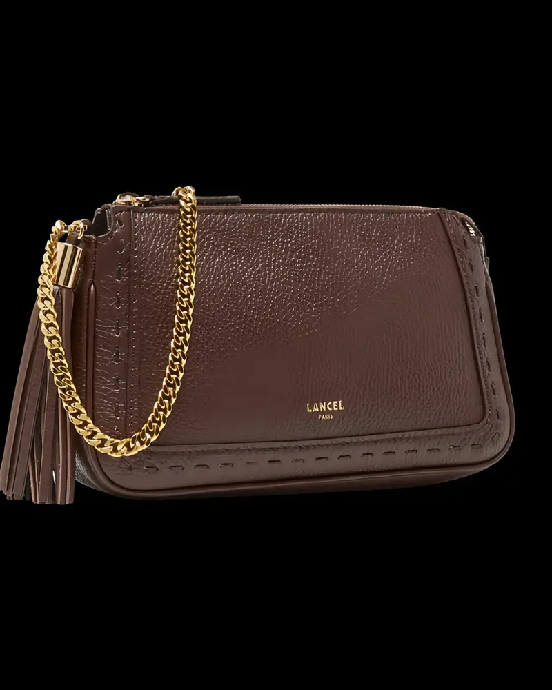 Lancel Premier Flirt tassel-detail whipstitch-trim clutch bag - Braun Braun